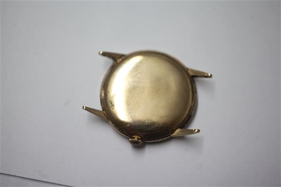 A gentlemans 1940s 9ct gold Rolex manual wind wrist watch,